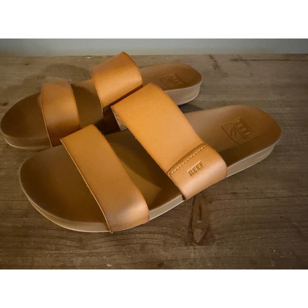 Reef Vista Tan Double Strap Slide Sandals Womens Size 7 JHV G-23